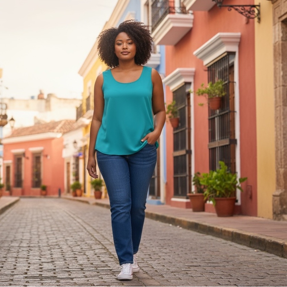 Ruby Rd. Plus Size Solid Knit Scoop‎ Neck Tank.